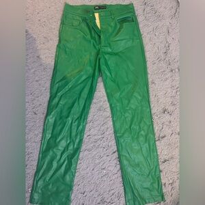 Zara Green Faux Leather Pants (Worn once) (Top available & sold separately)